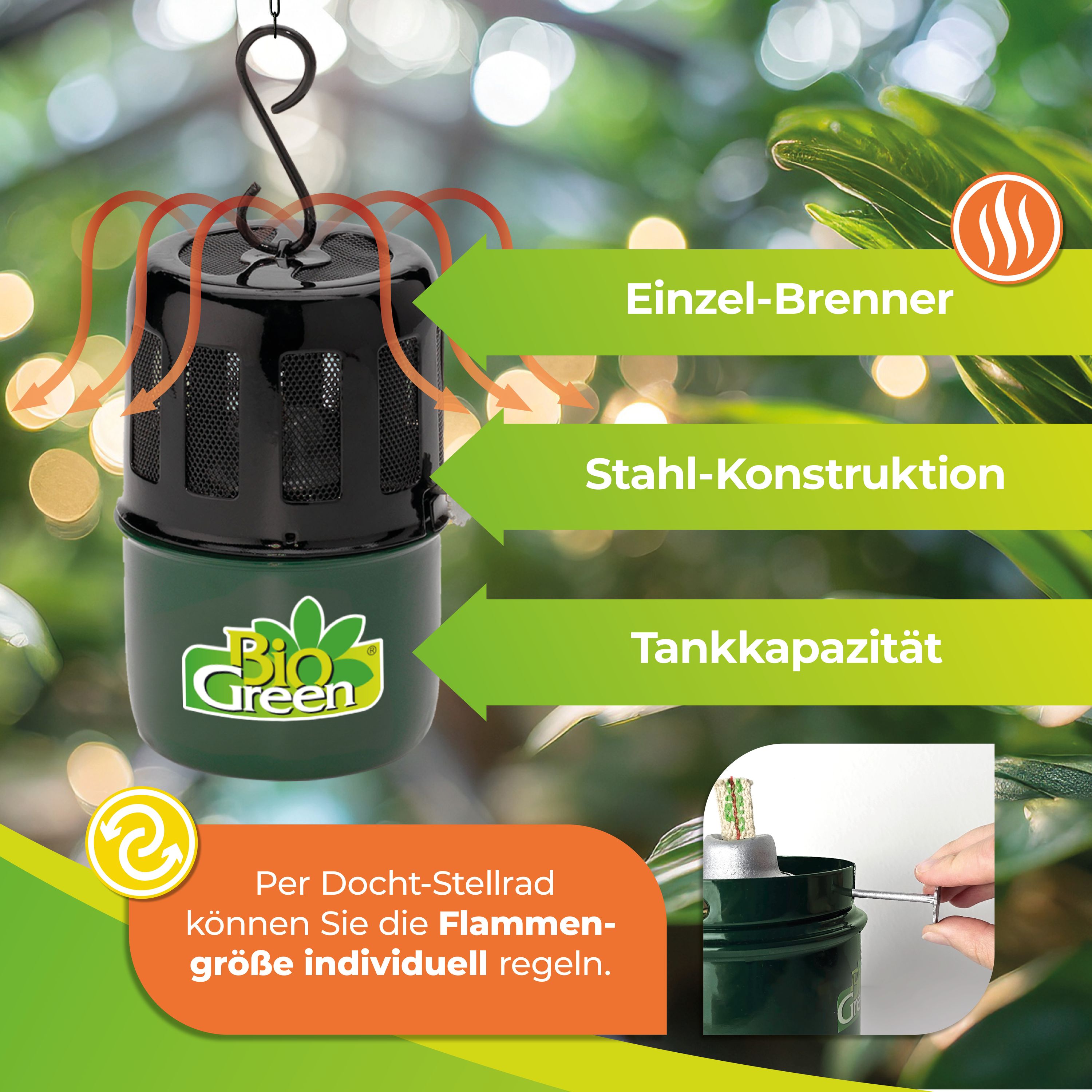 BioGreen Paraffin-Gewächshausheizung Warmax Mini aus Stahl Features2