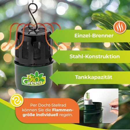 BioGreen Paraffin-Gewächshausheizung Warmax Mini aus Stahl Features2