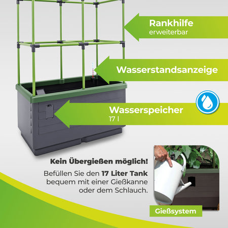 BioGreen Pflanzkübel City Jungle mit Rankhilfe mit Wasserspeicher