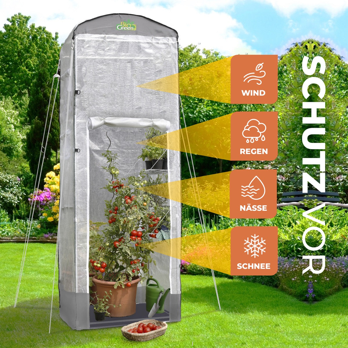 Bio Green Überwinterungszelt für Pflanzen Patioflora 120 für Schutz vor Regen, Schnee, Nässe und Wind