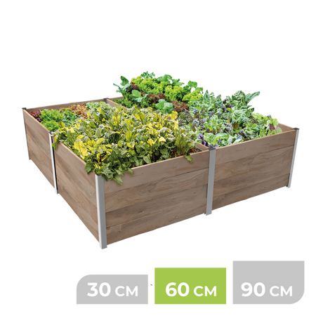 BioGreen Modulares Hochbeet-System ErnteMAXX Quadrat groß 4 Quadratmeter 60 cm Höhe