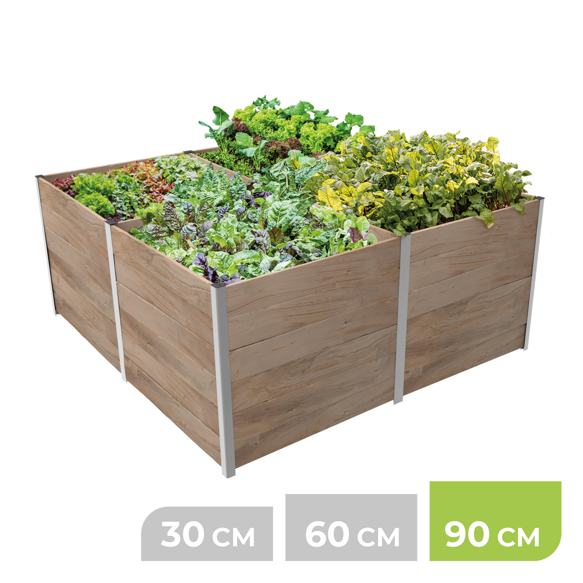 BioGreen Modulares Hochbeet-System ErnteMAXX Quadrat groß 4 Quadratmeter 90 cm Höhe