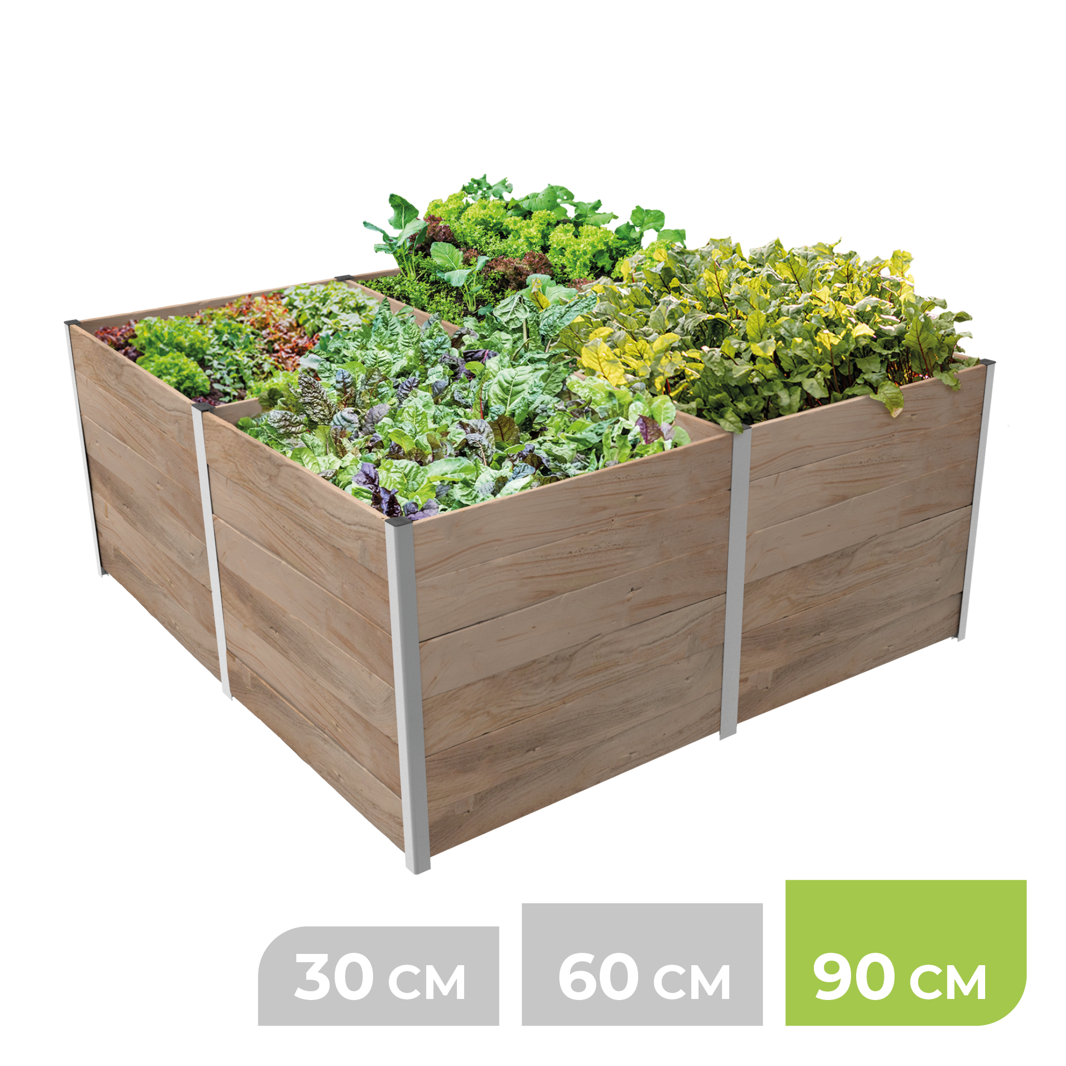 BioGreen Modulares Hochbeet-System ErnteMAXX Quadrat groß 4 Quadratmeter 90 cm Höhe