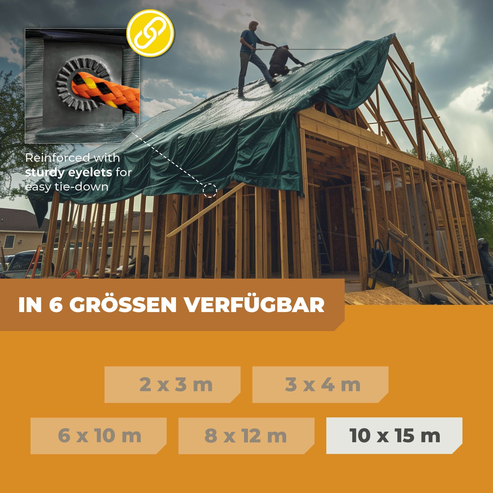 Abdeckplane in Grün/Blau 250g/m² 10x15m "Premium" - BioGreen GmbH