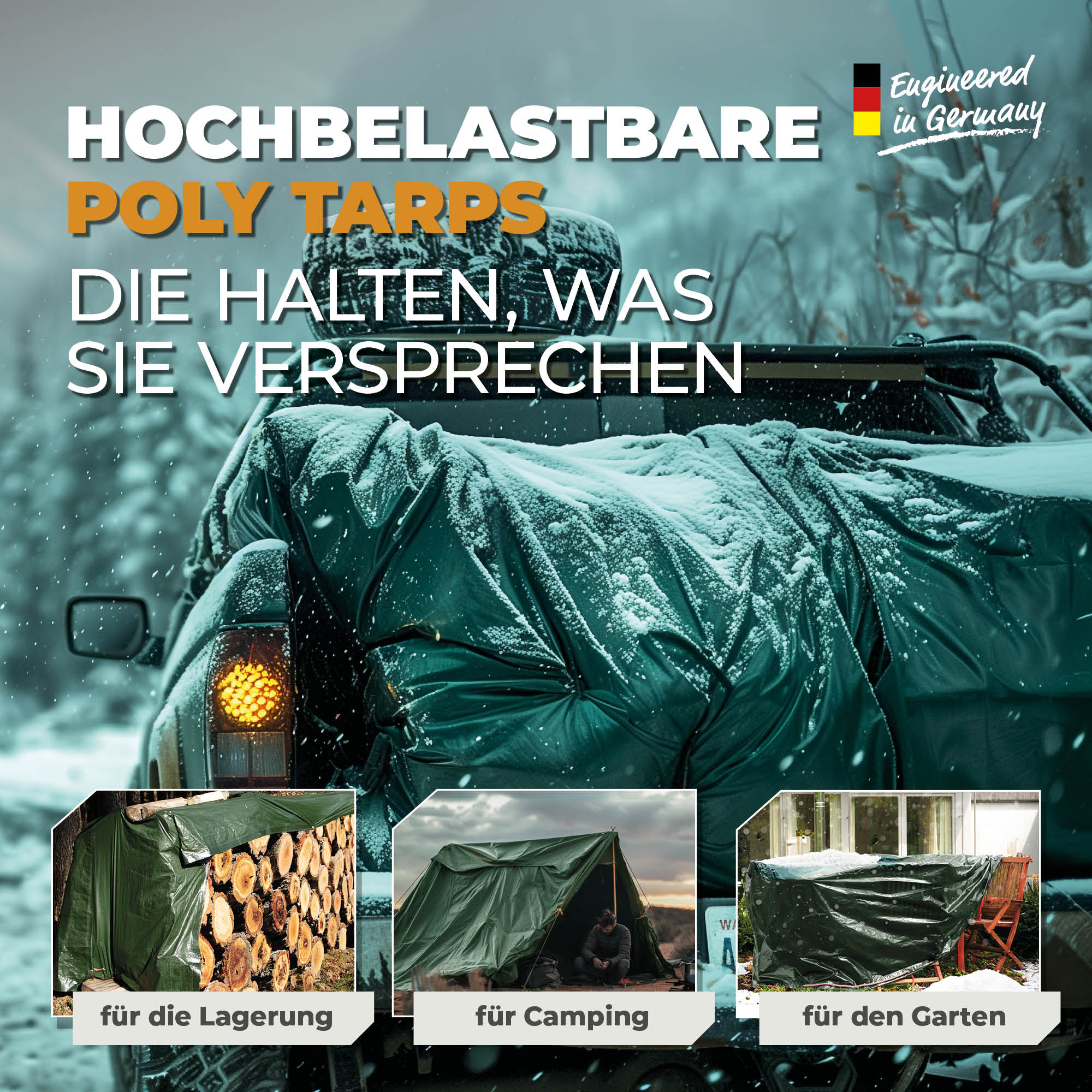 Abdeckplane in Grün/Blau 250g/m² 8x12m "Premium" - BioGreen GmbH