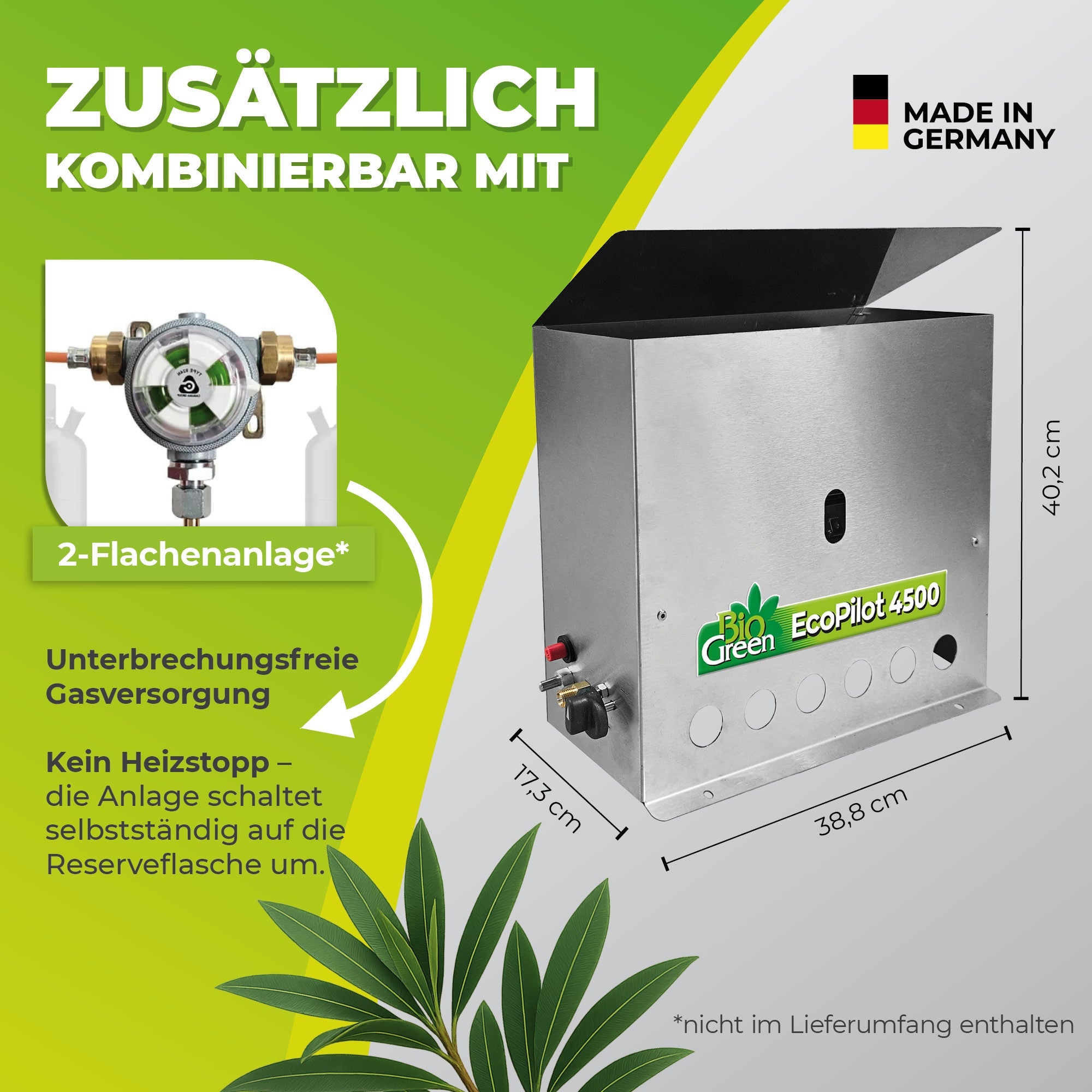 Gasgewächshausheizung "EcoPilot" und Frostwächter mit 4500 Watt - BioGreen GmbH