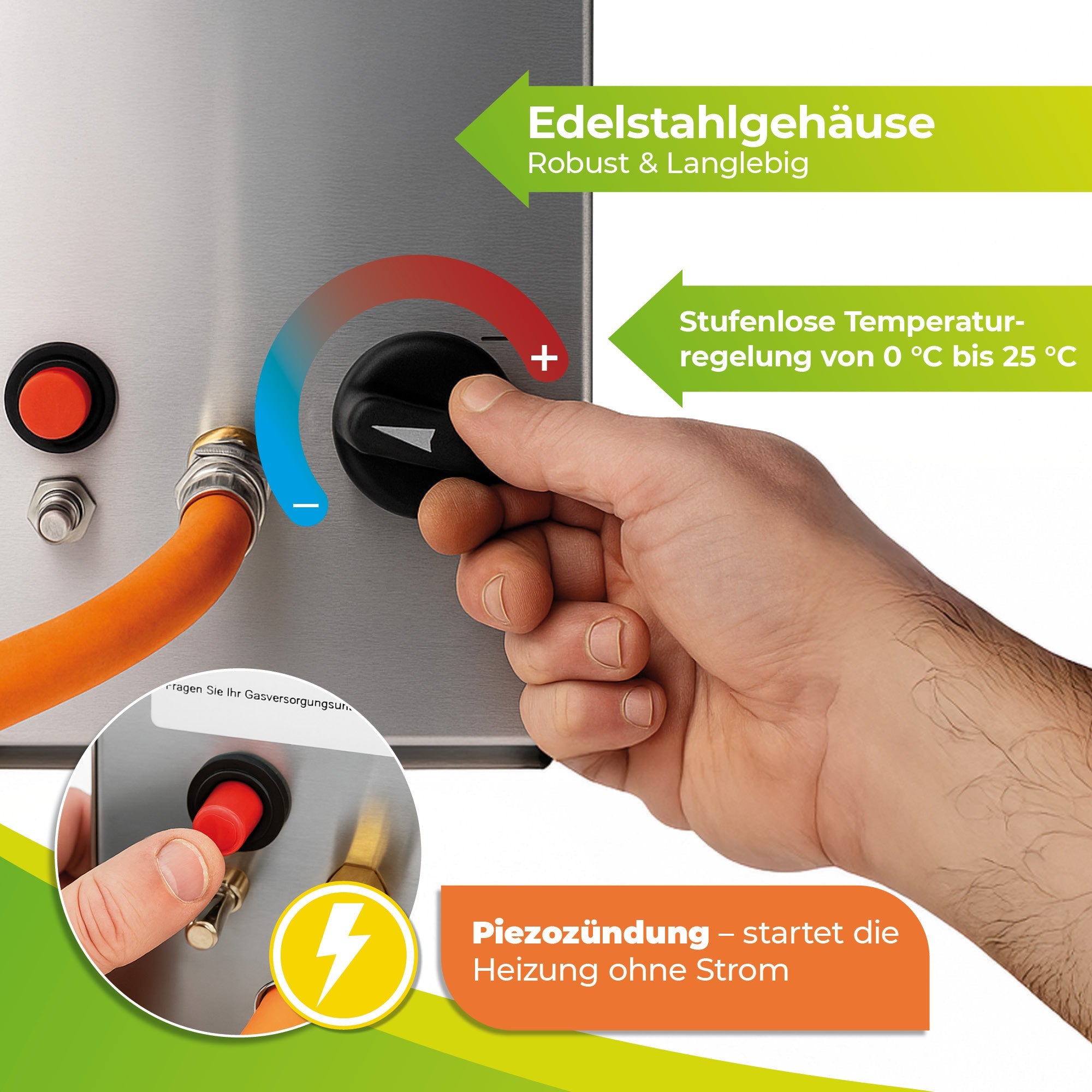 Gasgewächshausheizung "EcoPilot" und Frostwächter mit 4500 Watt - BioGreen GmbH