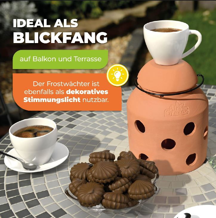 Ökologischer Kerzen - Frostwächter "FireFly" mit 18 nachhaltigen Biomasse - Kerzen - BioGreen GmbH