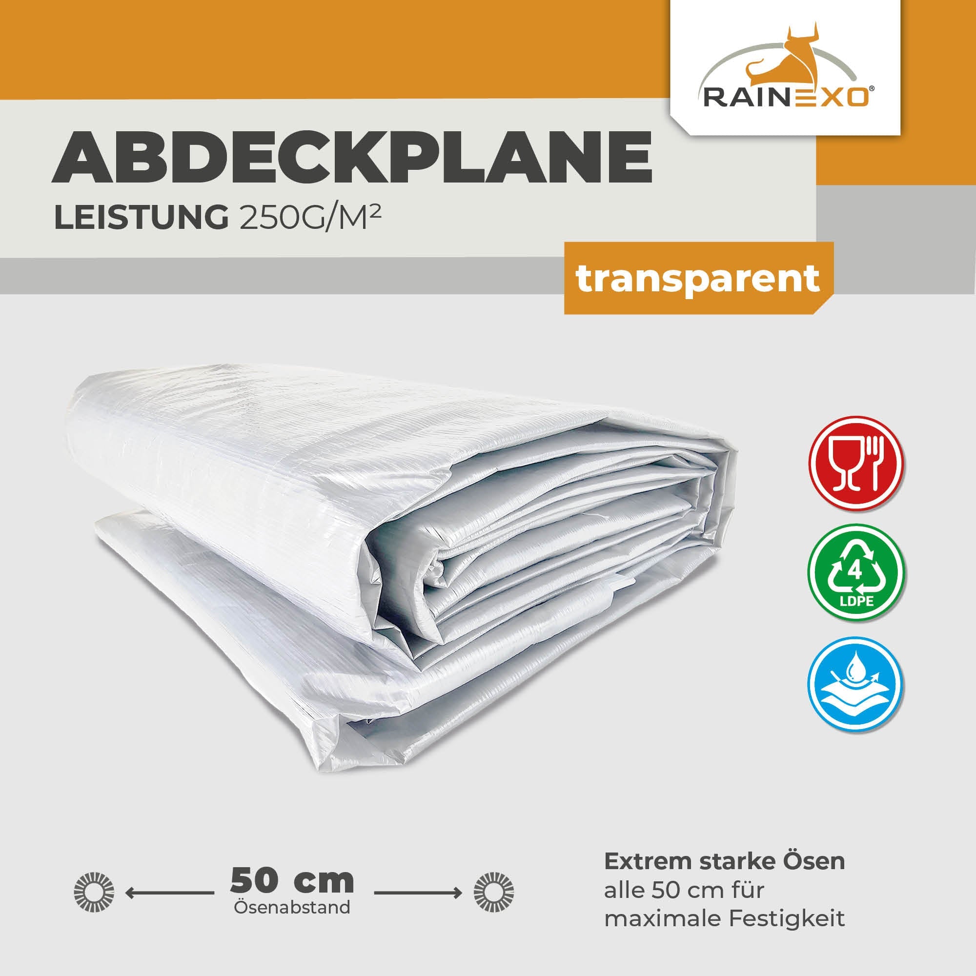 Transparente Abdeckplane 250g/m² 8x12m "Premium" - BioGreen GmbH