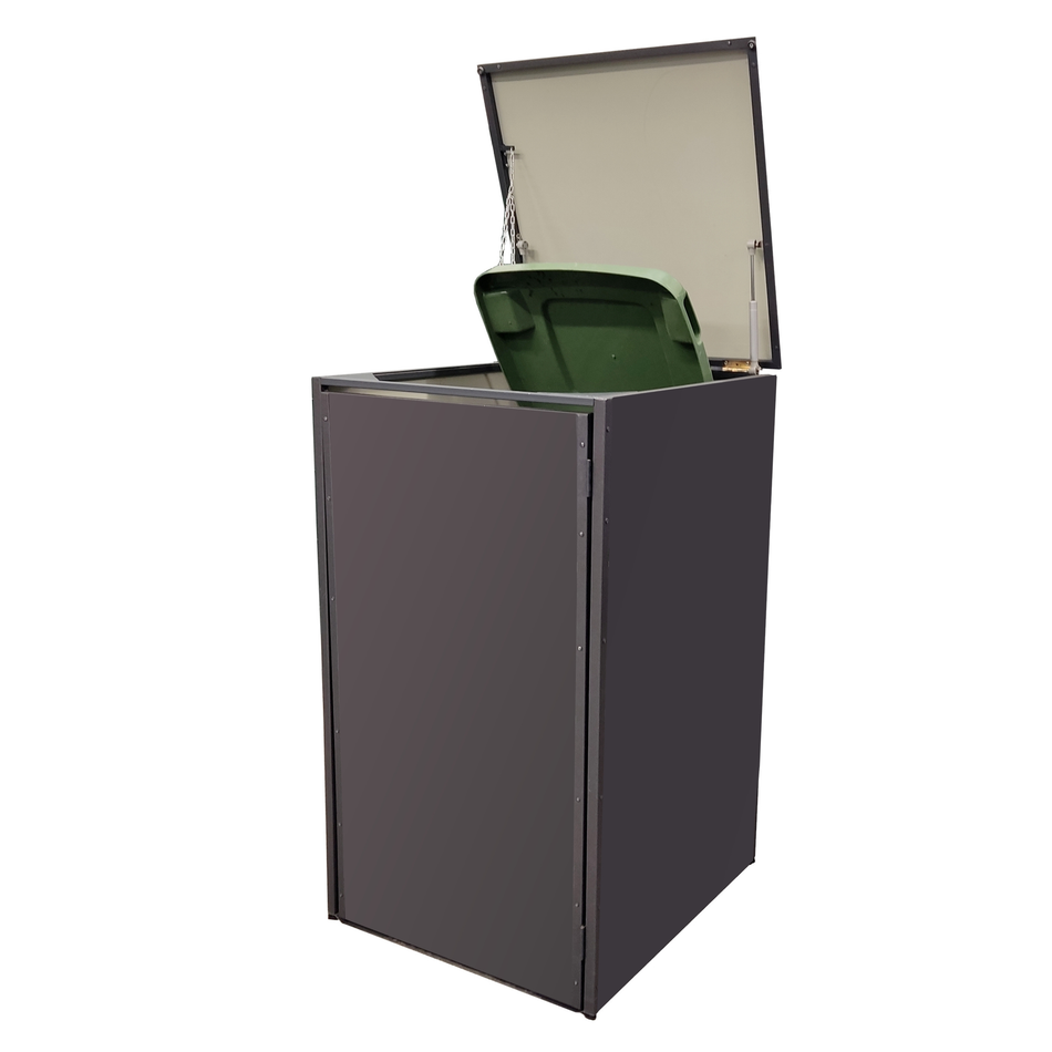 Mülltonnenbox NERO 1er aus Metall, Hochwertig & Rostfrei, Anthrazit, Grifflos 120 - 240 L