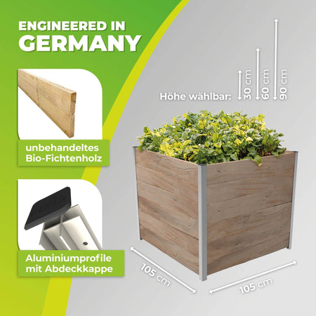 1m² Hochbeet ErnteMAXX in Quadratform erhältlich in 3 Höhen - BioGreen GmbH