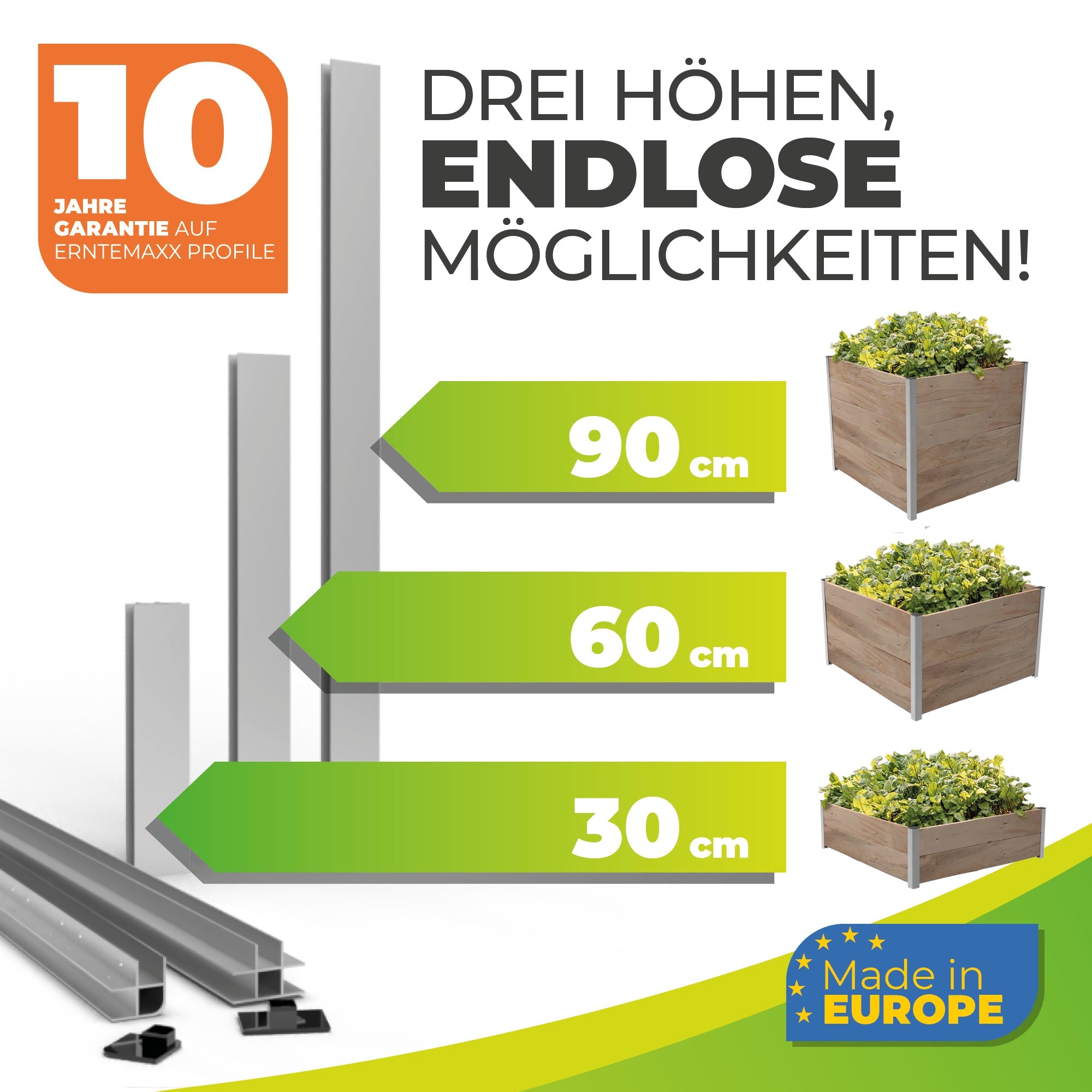 1m² Hochbeet ErnteMAXX in Quadratform erhältlich in 3 Höhen - BioGreen GmbH