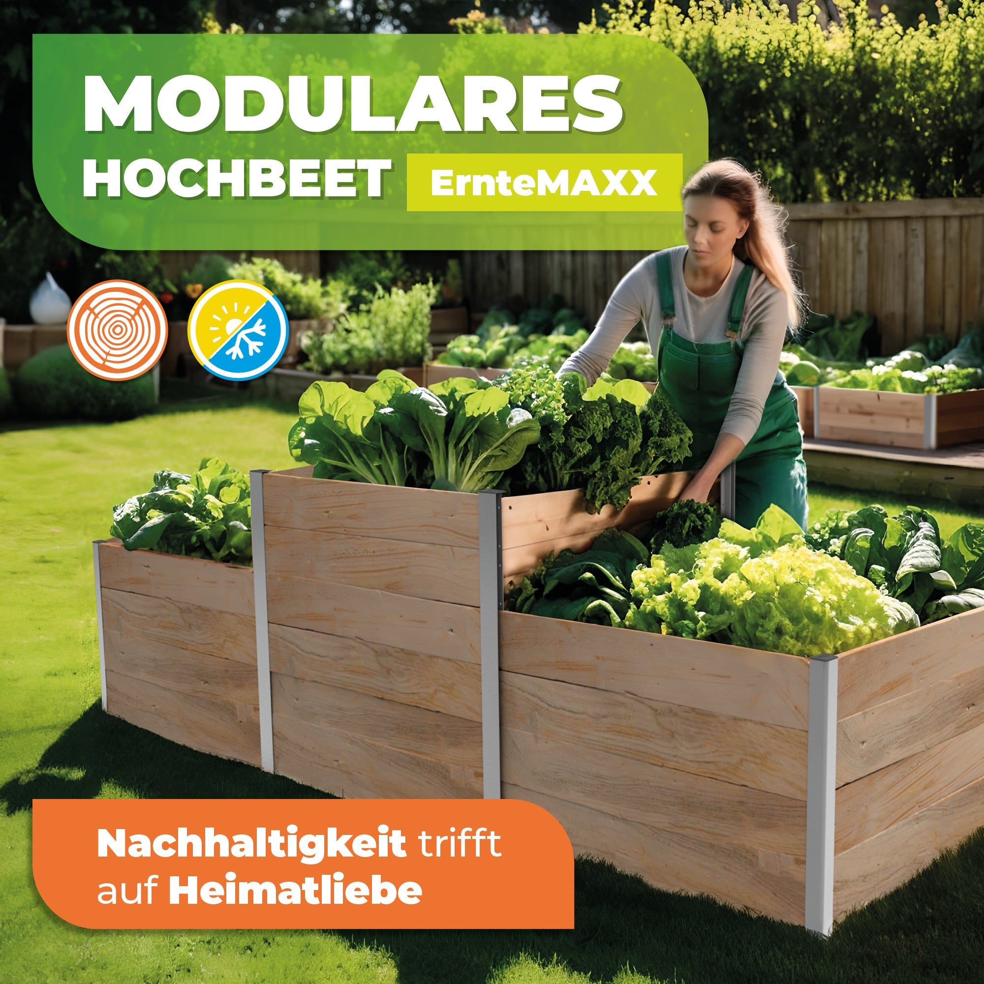 2m² Hochbeet ErnteMAXX in Rechteckform erhältlich in 3 Höhen - BioGreen GmbH