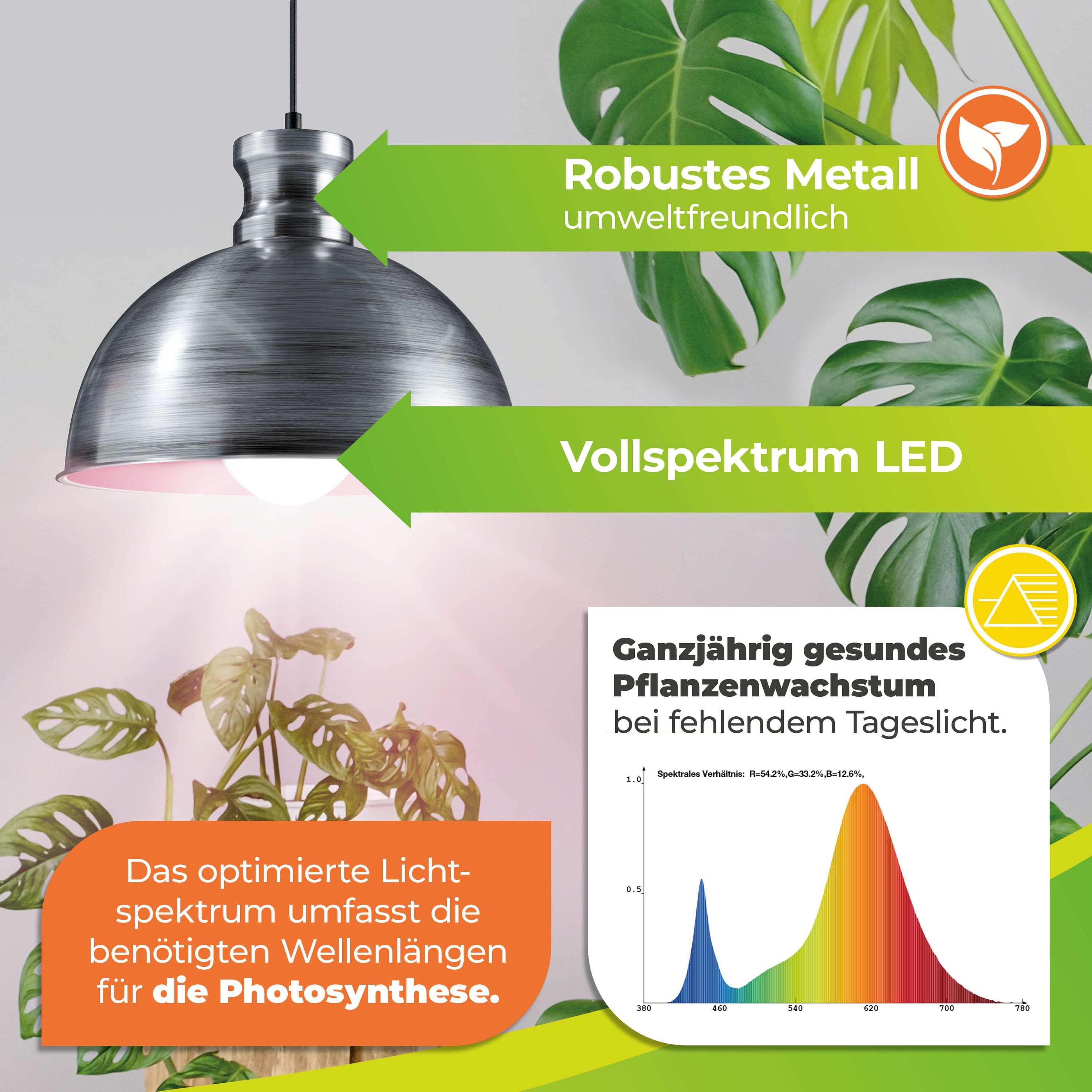 Bio Green FLORABOOSTER 500 Pflanzenlampe – LED Vollspektrum, 6,5 Watt, Für Zimmerpflanzen & Gewächshaus