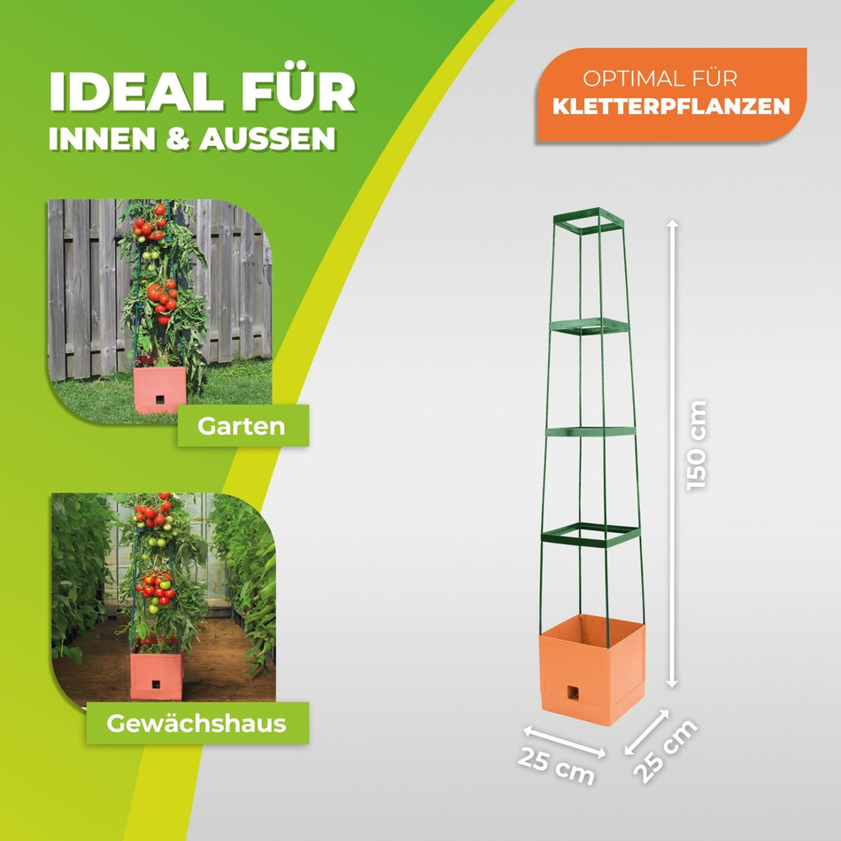 3er - Set Pflanzenturm MaxiTom, 150 cm, Farbe: terracotta - BioGreen GmbH