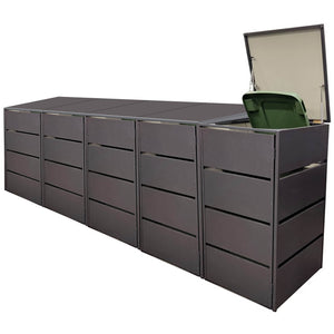 Mülltonnenbox 5er aus Metall, Hochwertig & Rostfrei, Anthrazit, Grifflos 120 - 240 L