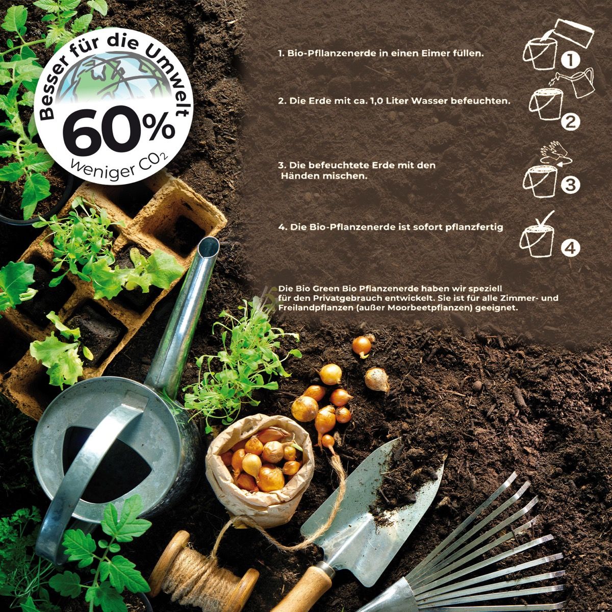 5L Bio qualitative torffreie PflanzenErde mit Eisendünger - BioGreen GmbH