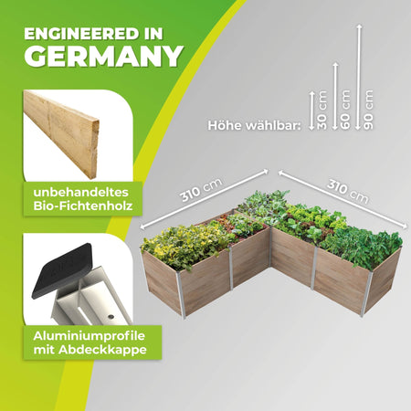 5m² Eck - Hochbeet ErnteMAXX aus Holz in 3 Höhen - BioGreen GmbH