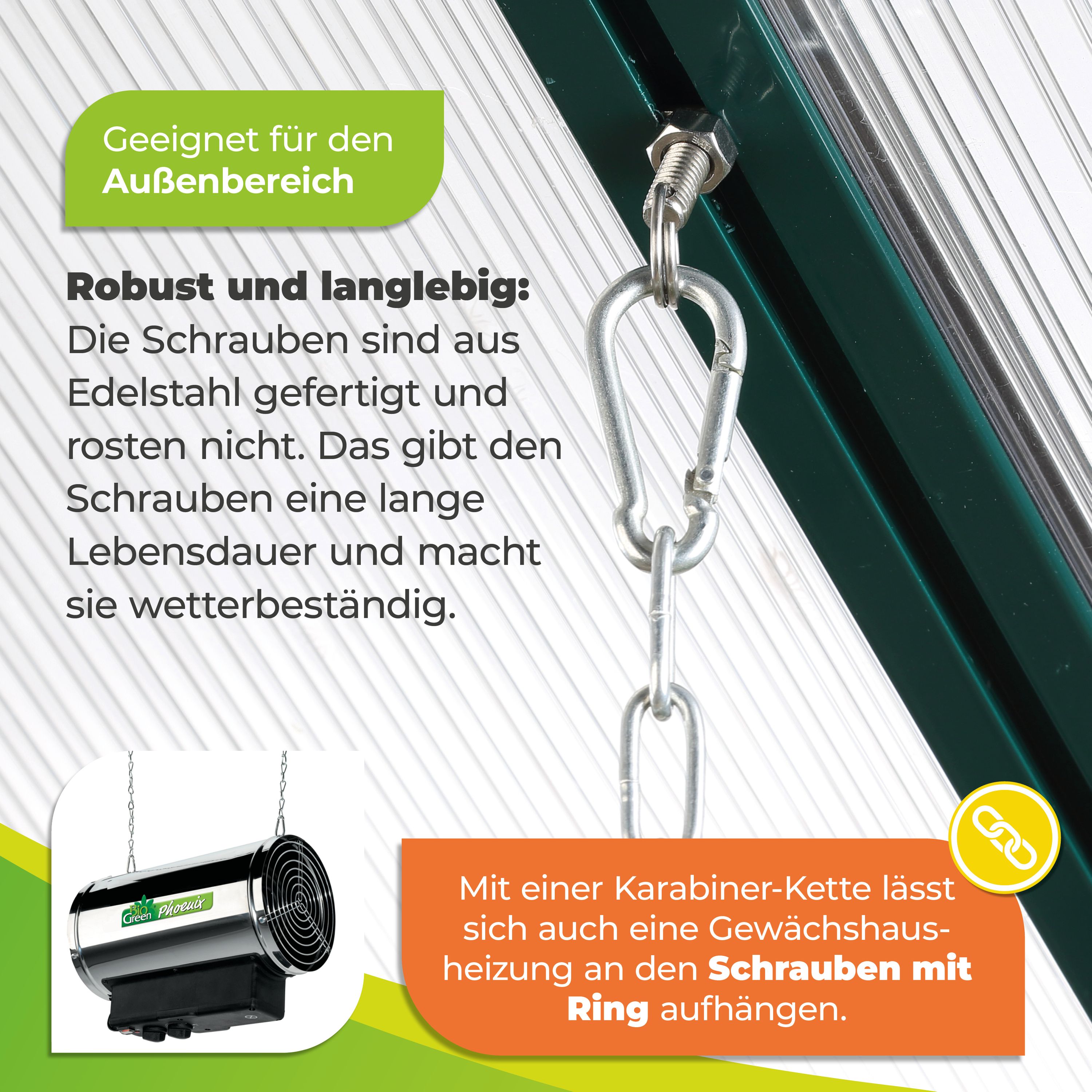 Bio Green Hammerkopfschraube mit Mutter und Ring-Öse - M6x18 Features 2