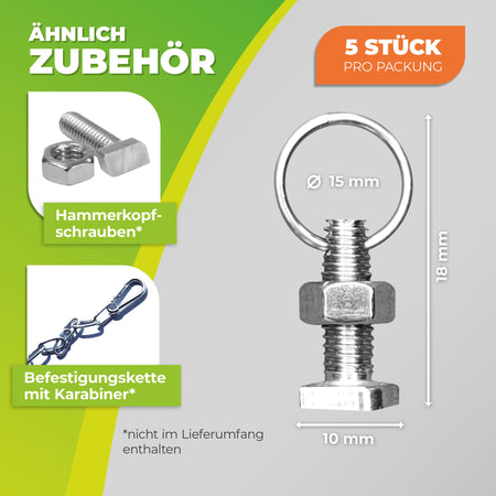 Bio Green Hammerkopfschraube mit Mutter und Ring-Öse - M6x18 Zubehör