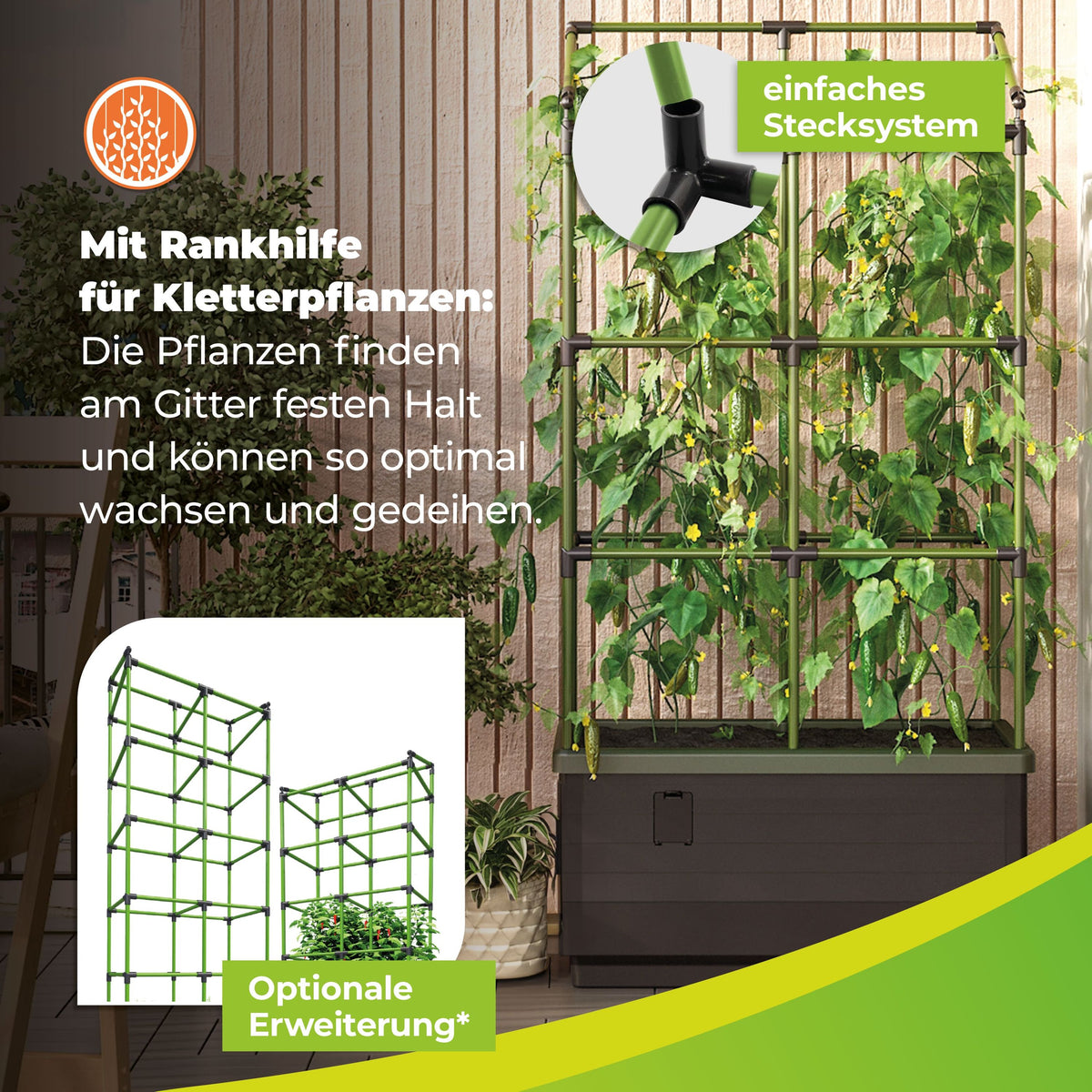 BioGreen Pflanzkübel City Jungle mit Rankhilfe - Rankgerüst