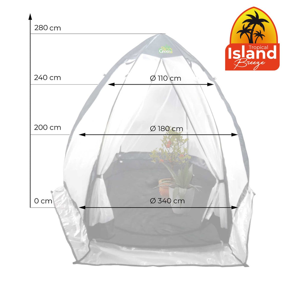 Bio Green Winterschutzzelt / Folien-Gewächshaus Tropical Island Breeze XL - Maße