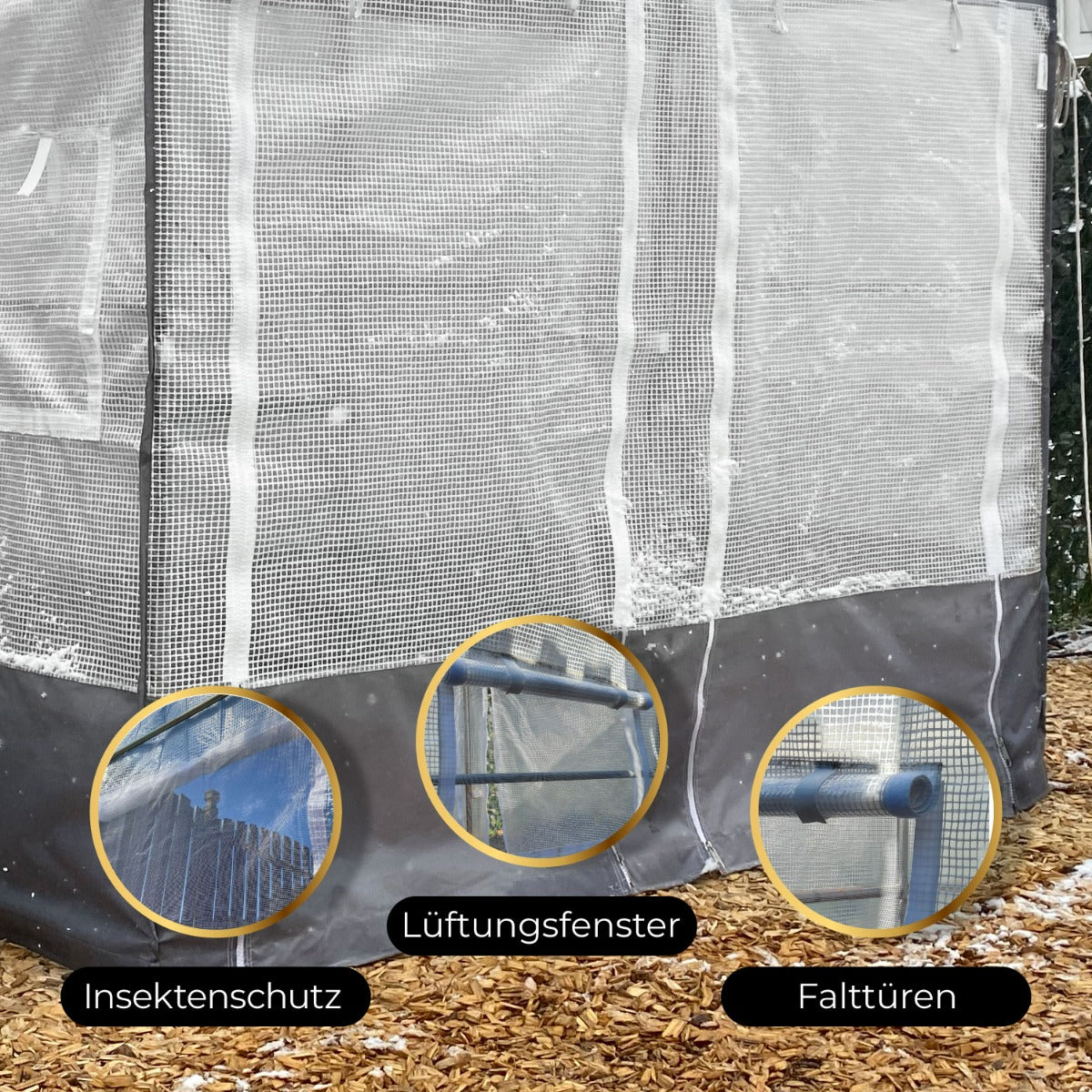 Bio Green Überwinterungszelt für Pflanzen Patioflora 80 mit Inseketnschutz, Falttüren und Belüftungsöffnungen