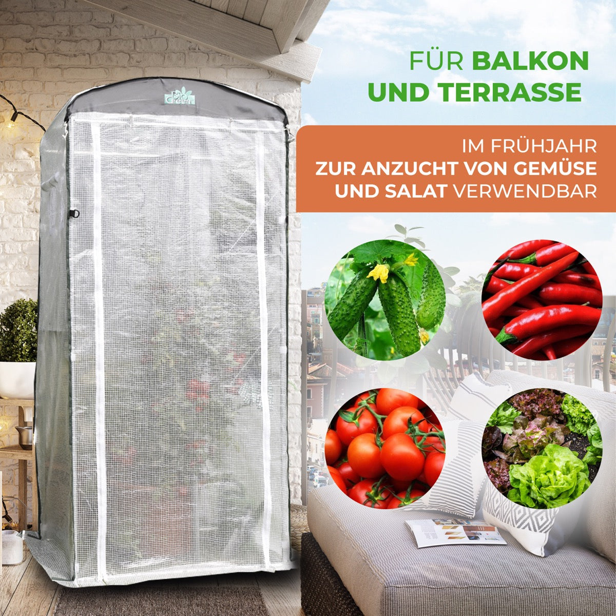 balkon zelt Überwinterungszelt "Patioflora 100/L" für Pflanzen L 100 x B 80 x H 22