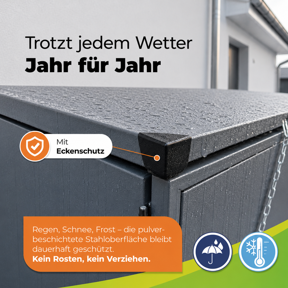 Mülltonnenbox NERO 2er aus Metall, Hochwertig & Rostfrei, Anthrazit, Grifflos 120 - 240 L