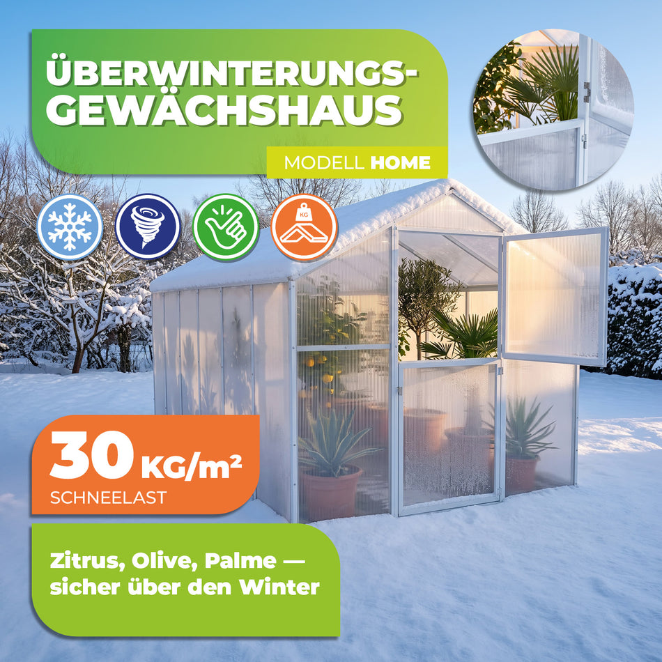 Gewächshaus "Home" mit robustem PVC und Metallgestell in 4 Größen erhältlich