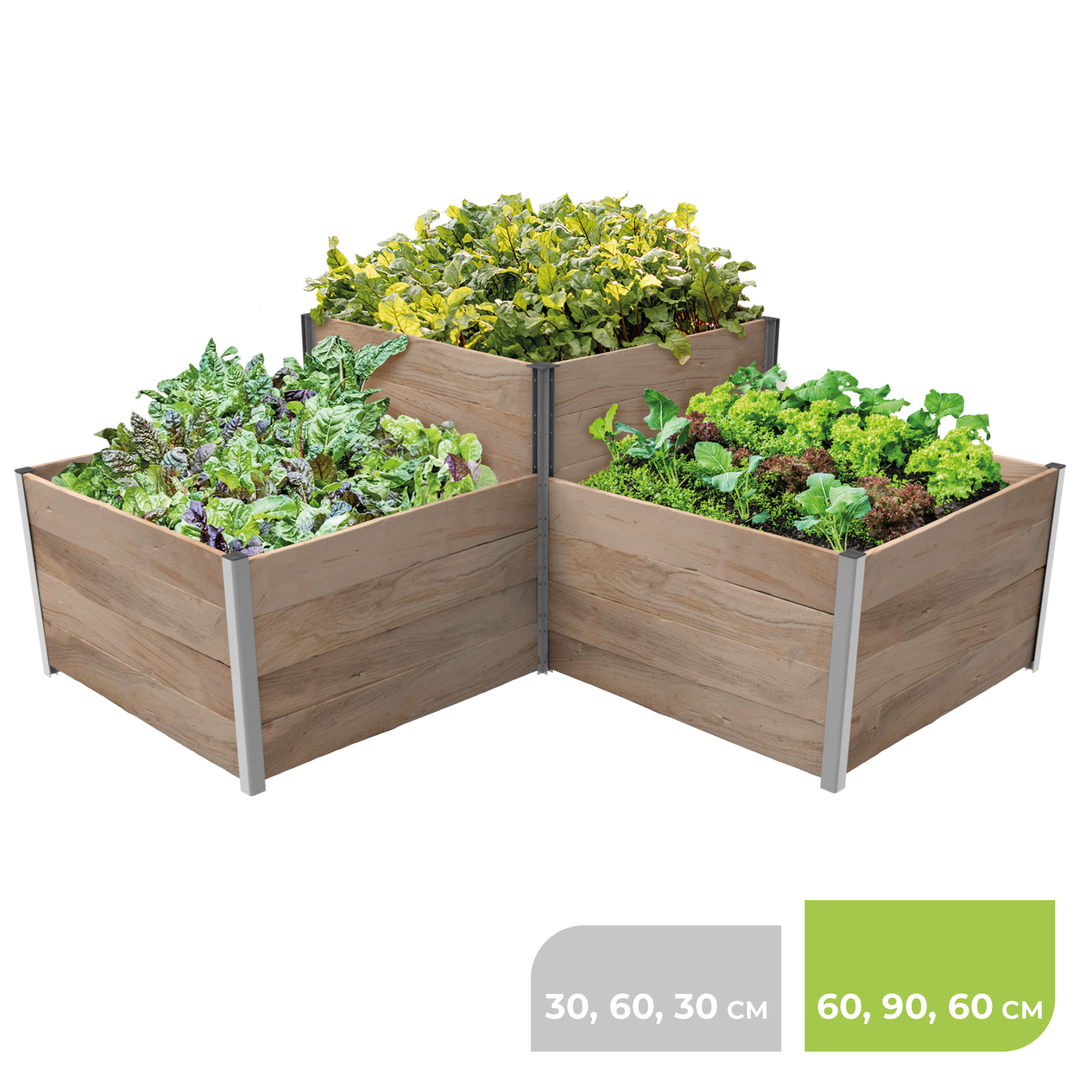 BioGreen Modulares Hochbeet-System ErnteMAXX L-Treppen-Form 60 und 90 cm hoch