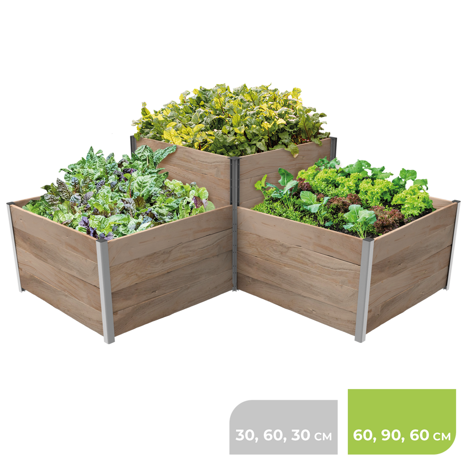 BioGreen Modulares Hochbeet-System ErnteMAXX L-Treppen-Form 60 und 90 cm hoch