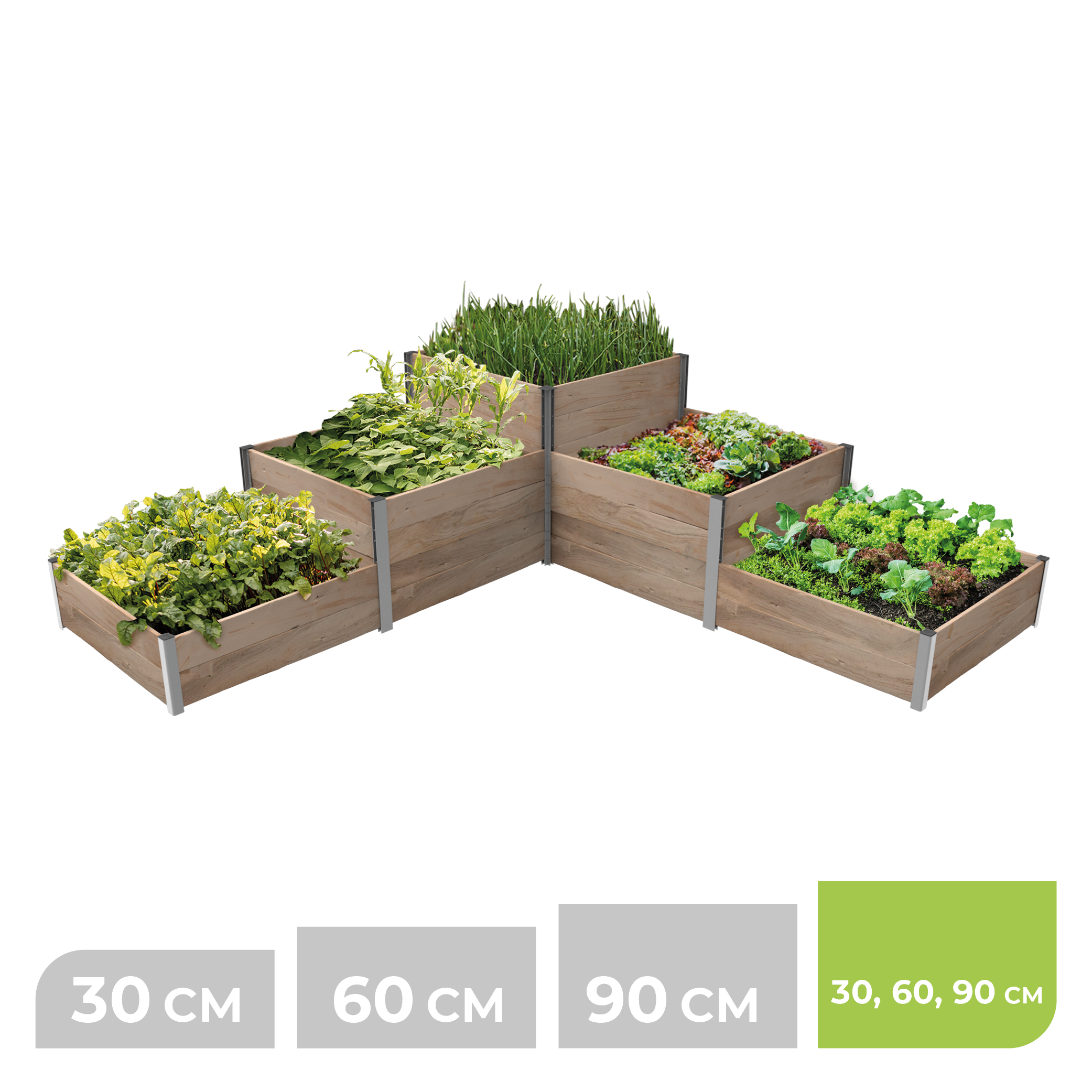 BioGreen Modulares Hochbeet-System ErnteMAXX große L-Treppen-Form 