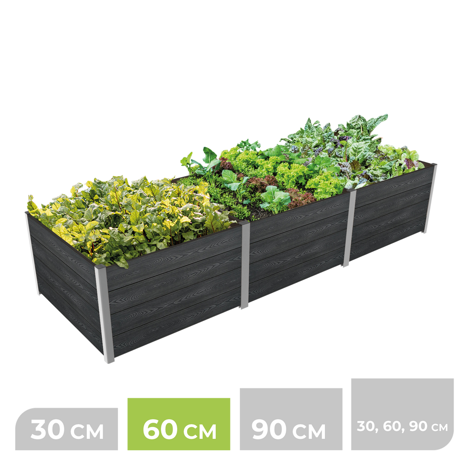 3-Modul Hochbeet ErnteMAXX 75 in Reihe aus WPC – in 3 Höhen verfügbar