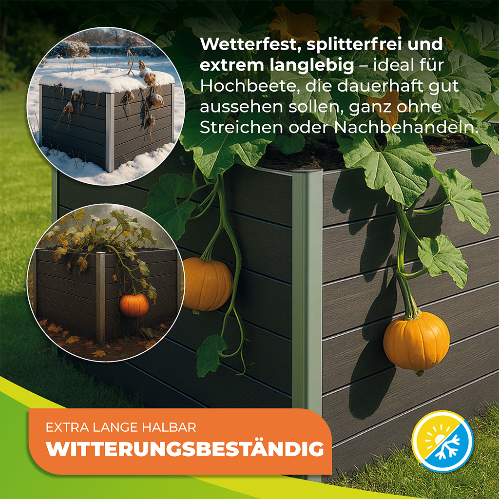 4-Modul Hochbeet ErnteMAXX 75 in Reihe aus WPC – in 3 Höhen verfügbar