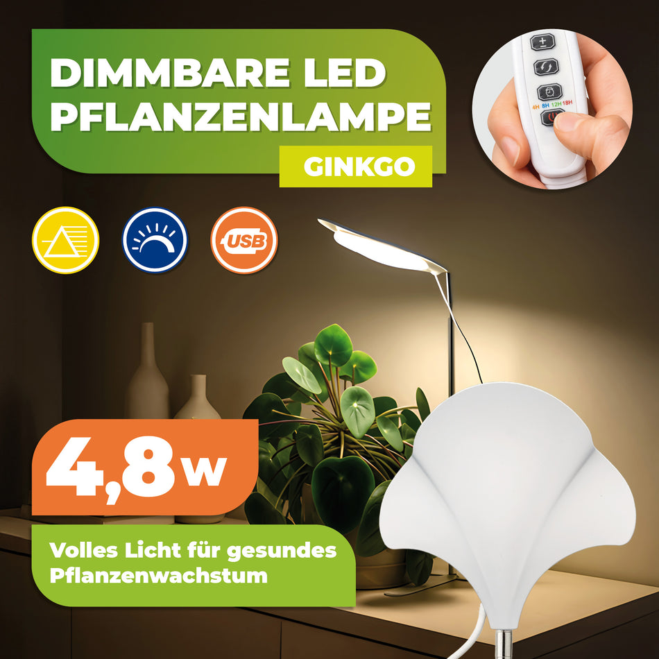 LED Vollspektrum Pflanzenleuchte "GINGKO" dimmbar, mit Schaltzeituhr - Grow light