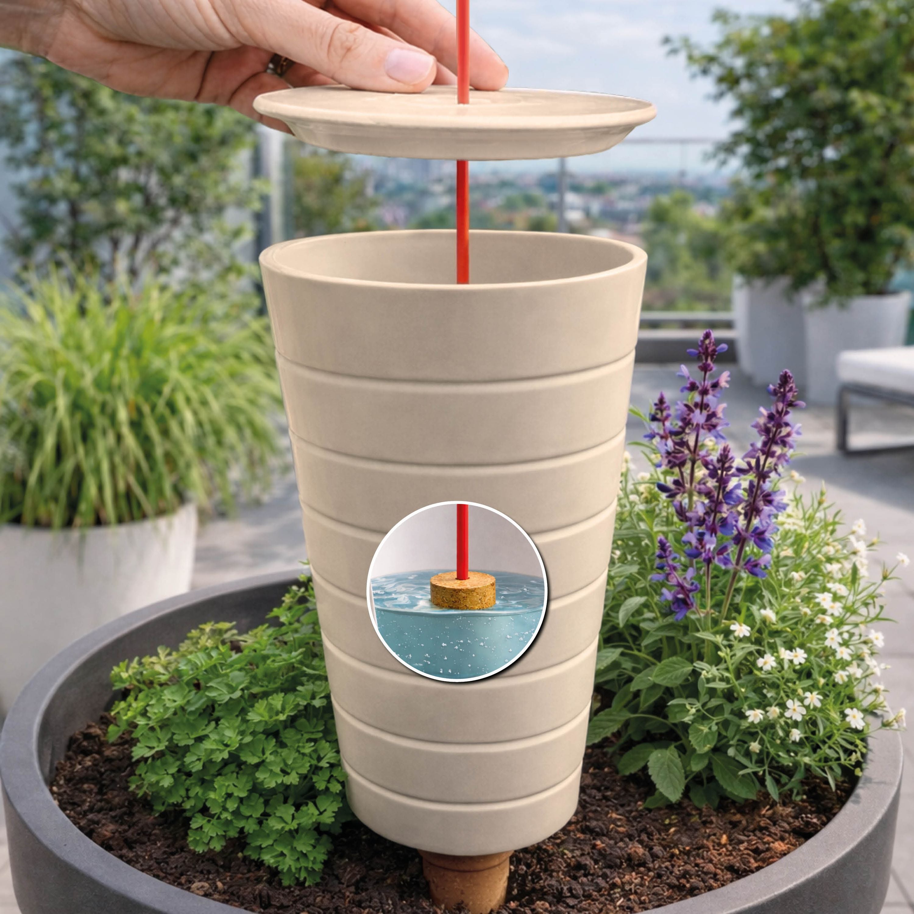 Bewässerung für Pflanzen HYDRO CONE, Tonkegel Wasserspender 1,8 L, vers. Farben