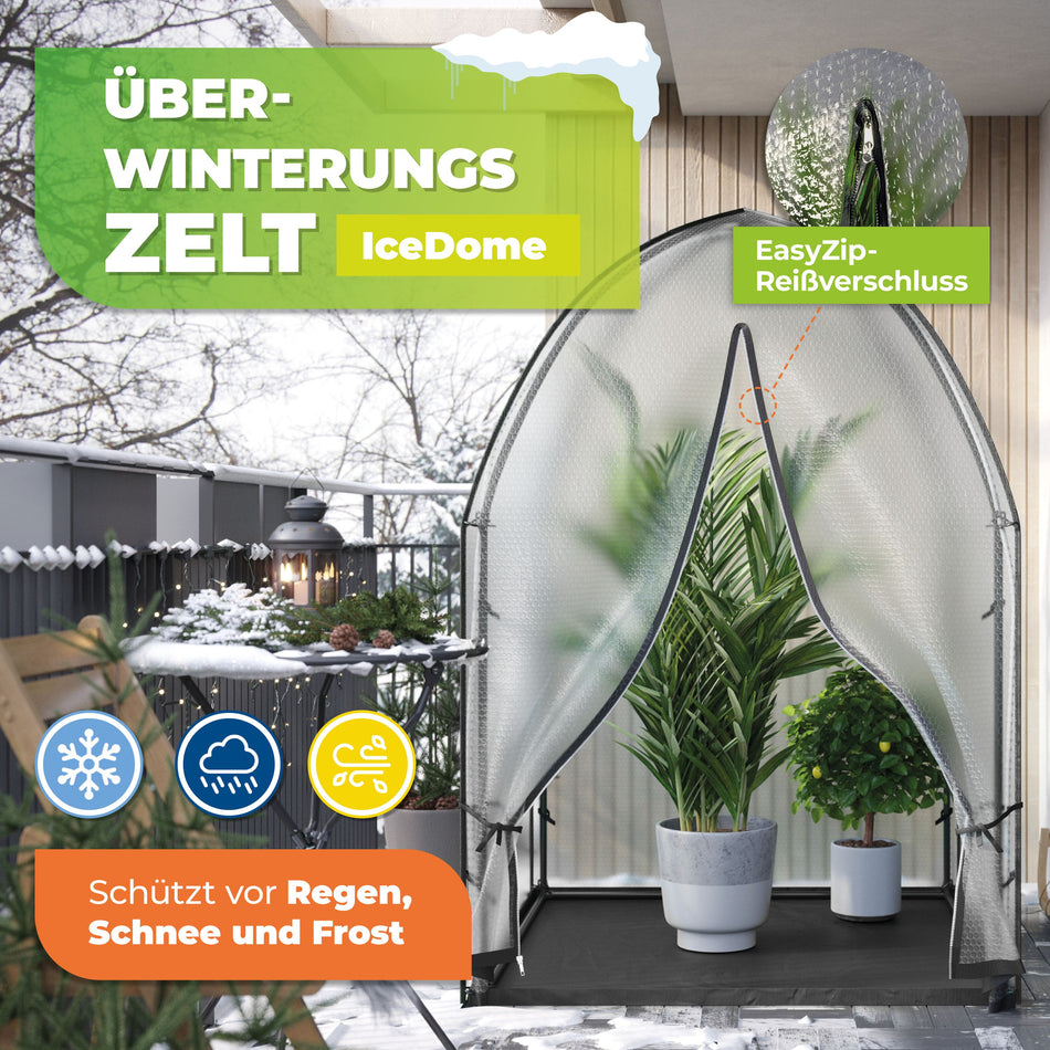 Bio Green Winterschutzzelt für Pflanzen Icedome bietet Schutz im Winter und im Sommer