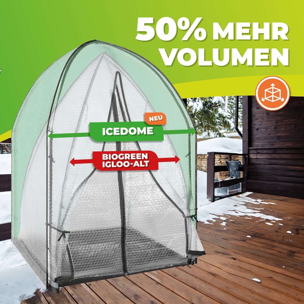 winterzelt isoliert Überwinterungszelt "ICEDOME ThermoPLUS" L 120 x B 120 x H 183 cm