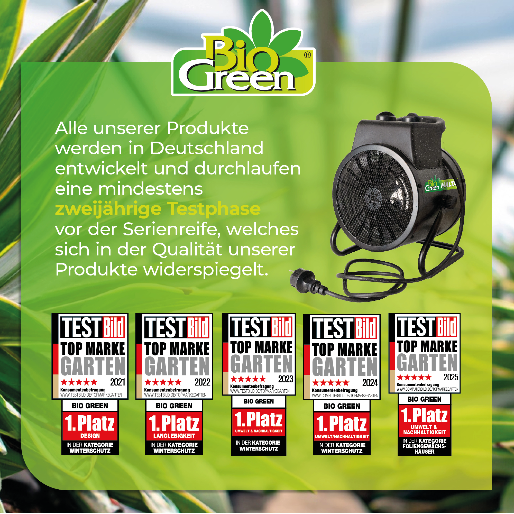 Gewächshausheizung MALTA – mit digitalem Thermostat 2000 W