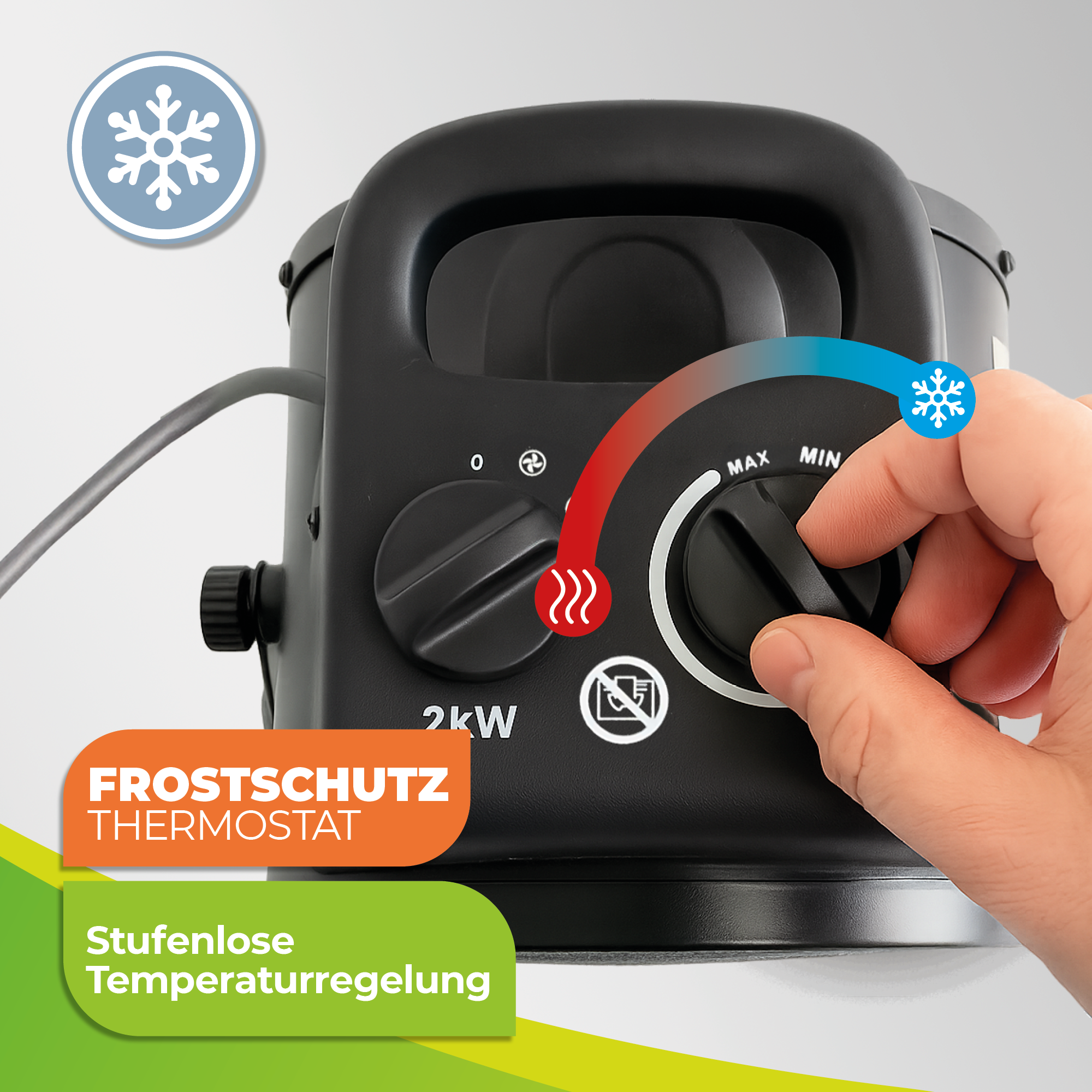 Gewächshausheizung MALTA – mit digitalem Thermostat 2000 W