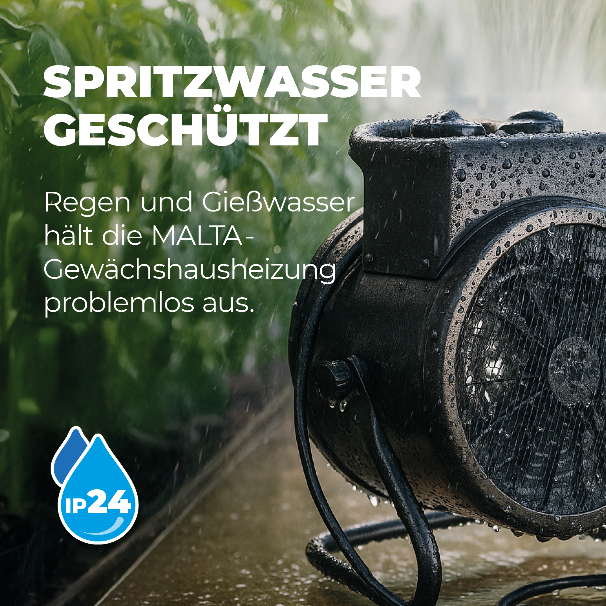 Gewächshausheizung MALTA – mit digitalem Thermostat 2000 W