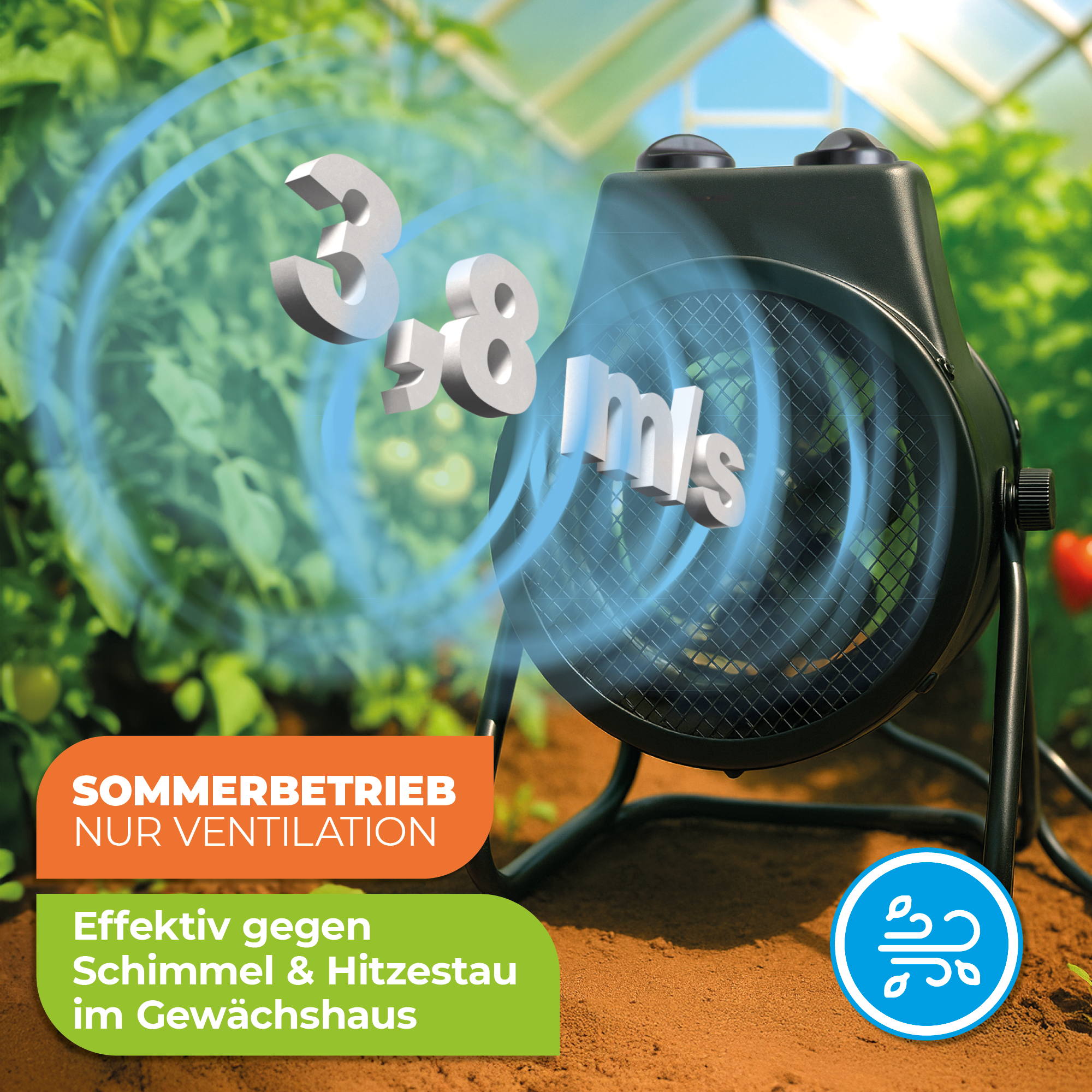 Gewächshausheizung MALTA – mit digitalem Thermostat 2000 W