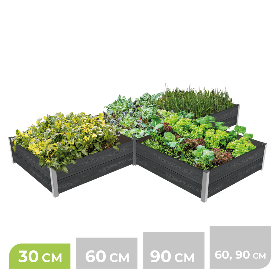 4-Modul Hochbeet ErnteMAXX 75 in T-Form aus WPC – in 4 Höhen verfügbar