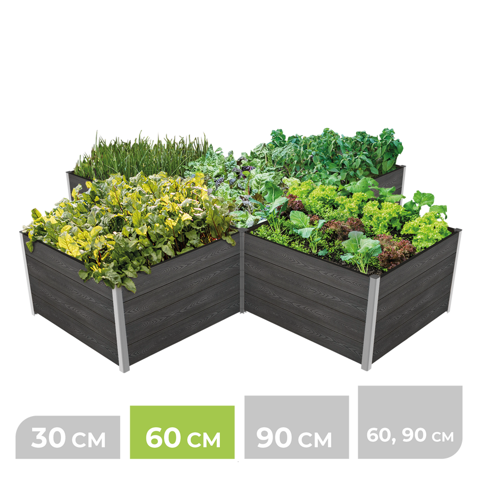 5-Modul Hochbeet ErnteMAXX 75 in Kreuzform aus WPC – in 4 Höhen verfügbar