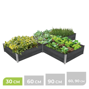4-Modul Hochbeet ErnteMAXX 75 in T-Form aus WPC – in 4 Höhen verfügbar