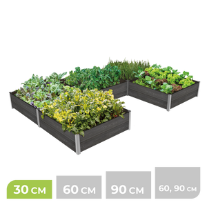 5-Modul Hochbeet ErnteMAXX 75 in U-Form aus WPC – in 4 Höhen verfügbar