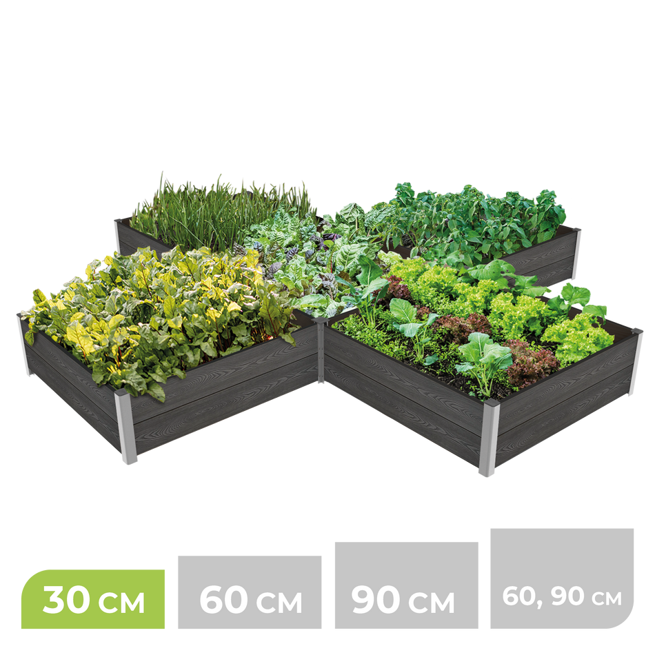 5-Modul Hochbeet ErnteMAXX 75 in Kreuzform aus WPC – in 4 Höhen verfügbar