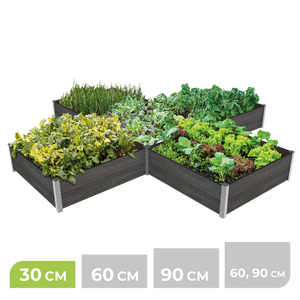 5-Modul Hochbeet ErnteMAXX 75 in Kreuzform aus WPC – in 4 Höhen verfügbar
