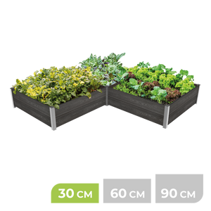 3-Modul Hochbeet ErnteMAXX 75 als Ecke (klein) aus WPC – in 3 Höhen verfügbar